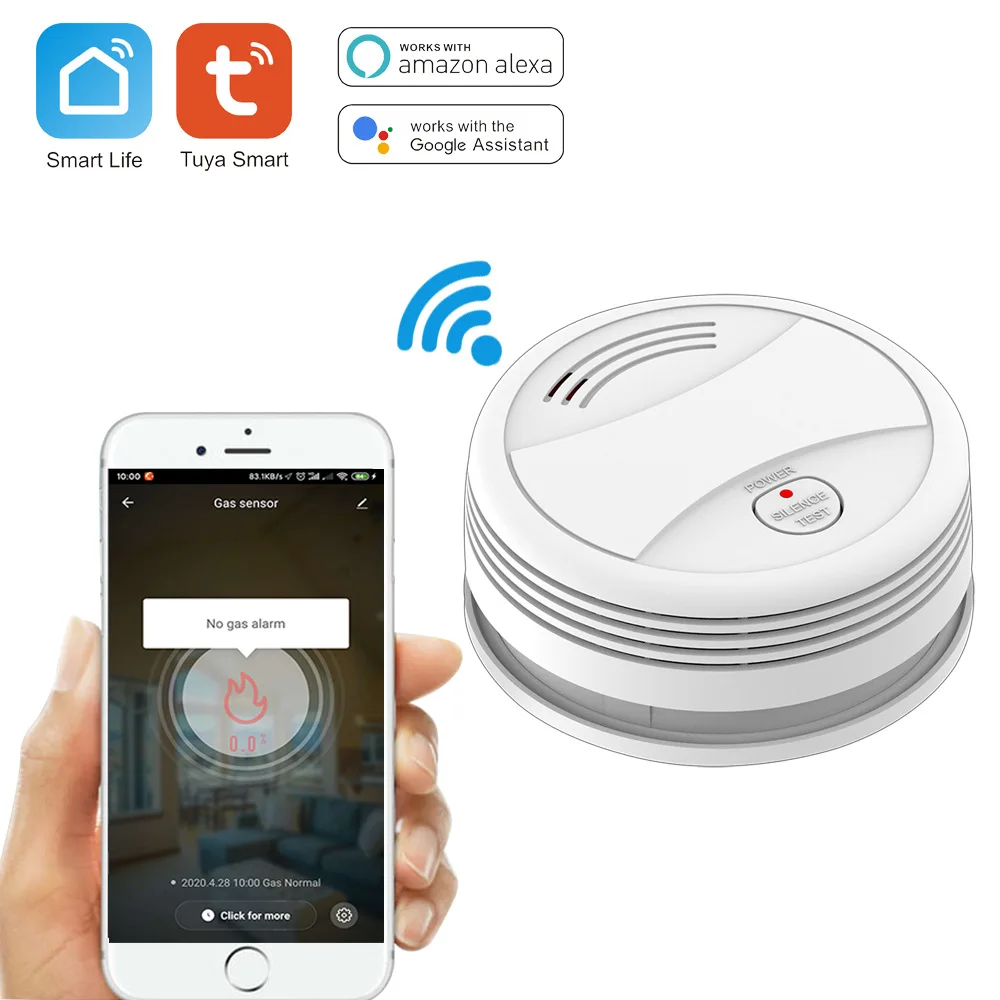 

Беспроводной детектор дыма Tuya, умный детектор дыма с Wi-Fi, пожарная сигнализация, для умного дома