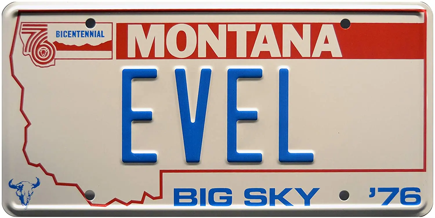 

Celebrity Machines Viva Knievel | 76 EVEL | Metal Printing License Plate