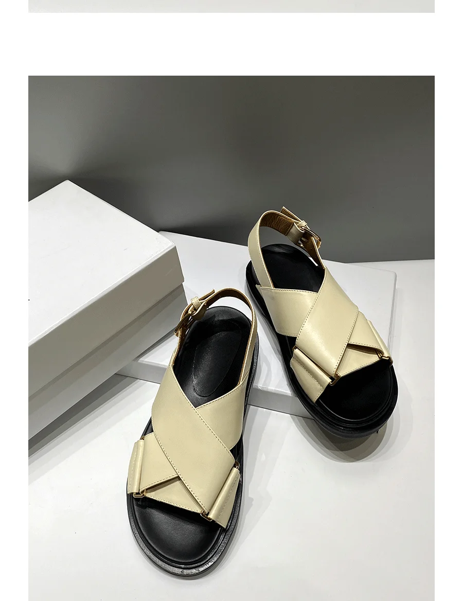 Сандалии из натуральной кожи для мужчин и женщин удобные босоножки на плоской