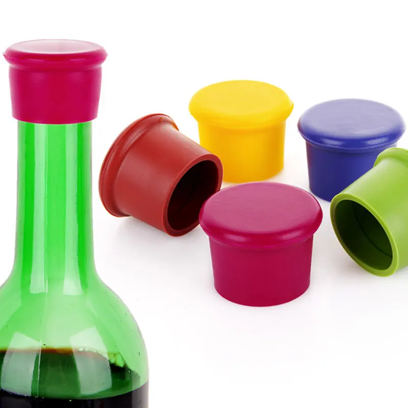 

5pcs Silicone Wine Stopper Leak Free Wine Bottle Cap Fresh Keeping Sealers Beer Beverage Champagne Closures for Bar Accessories