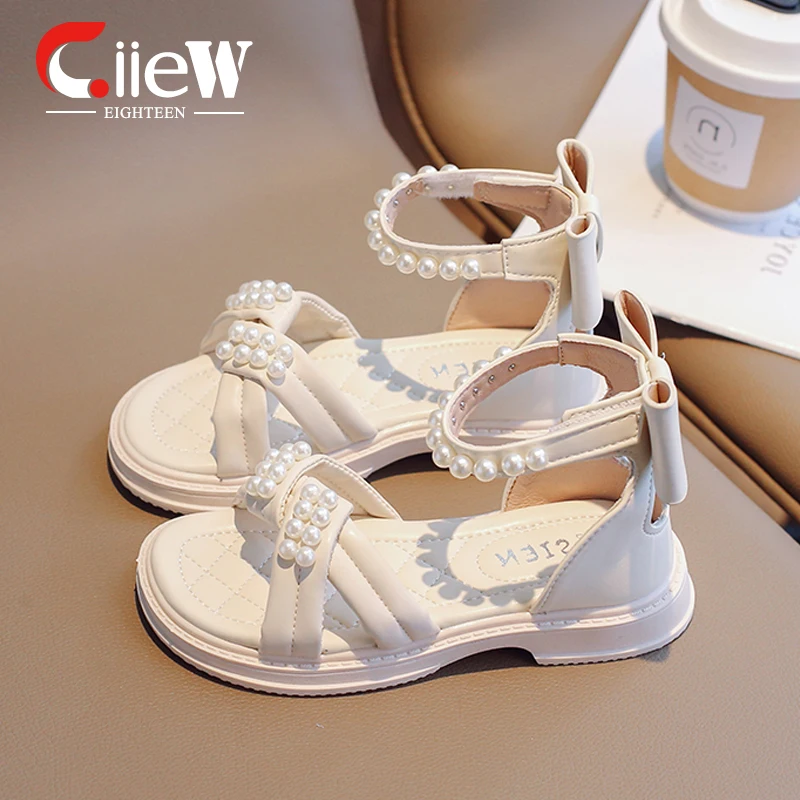 

Туфли принцессы для девочек, летние сандалии с украшением из жемчуга, Классические дышащие, для начинающих ходить девочек, размеры 23-37