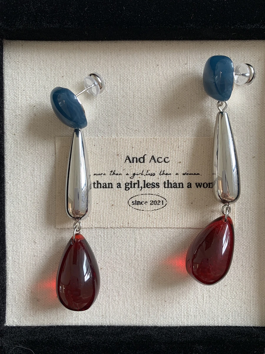 И ACC синие красные длинные серьги с каплями воды и темпераментом Design Sense Ins Sle Advanced