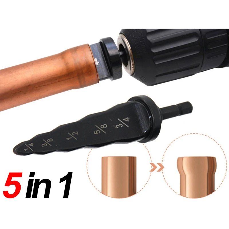 5 in 1 Pipe Expander Copper Tube Swaging Tool For Air Conditioner Refrigerator Flaring Takeover Tool Hex Shank Repair Kit