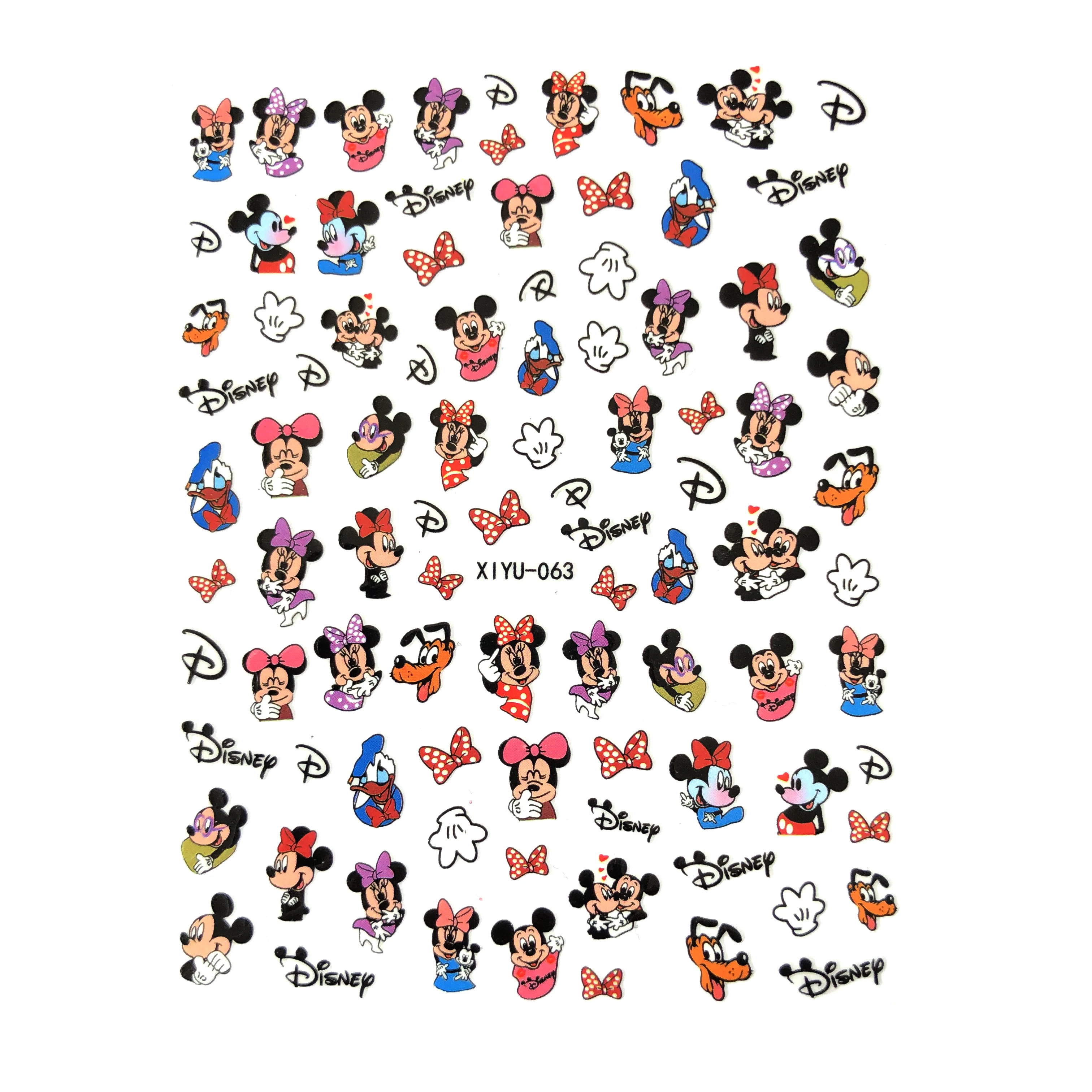 

10PCS Disney Cartoon Nail Sticker Mickey Mouse Donald Duck Nail Slider Stitch Snow White Nail Beauty Accessories
