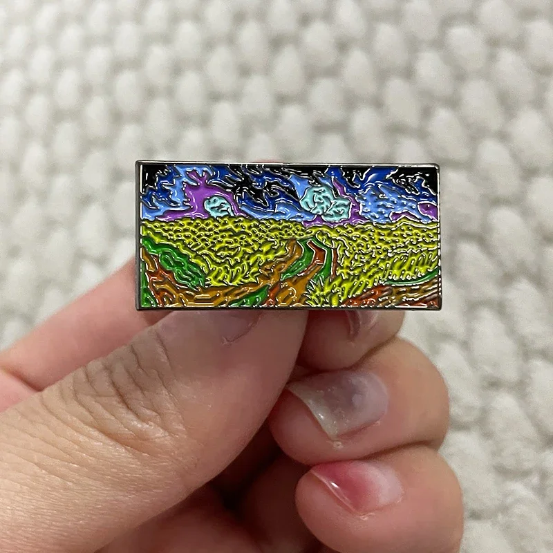 Брошь &quotWheatfield with Crows&quot из меди