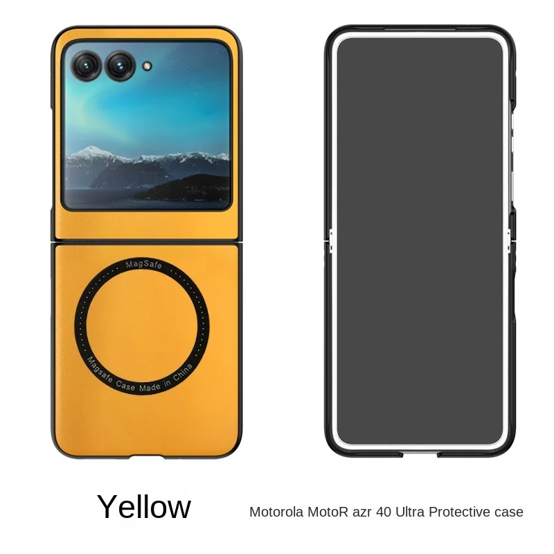 Luxury For Magsafe Wireless Charging Phone Case For Motorola Razr 40 Ultra Moto Razr 40Ultra Shockproof Premium Leather Cover