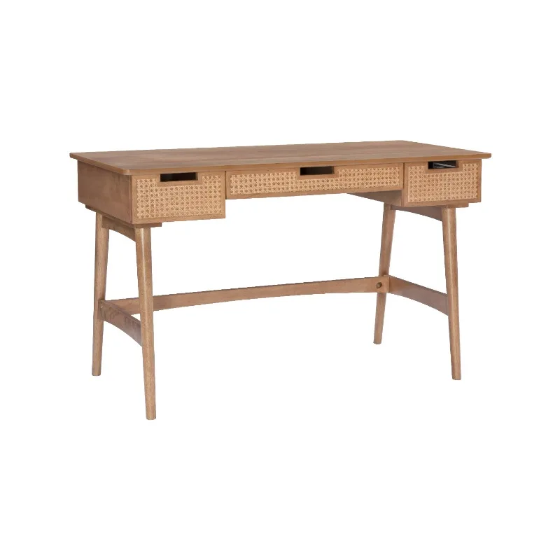 

Linon Howry 3-Drawer Rattan Writing Desk, 51" W x 23" D, Natural Finish