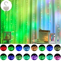 new rgb 16 color changing curtain light remote control christmas decoration for bedroom fairy holiday garland navidad decor