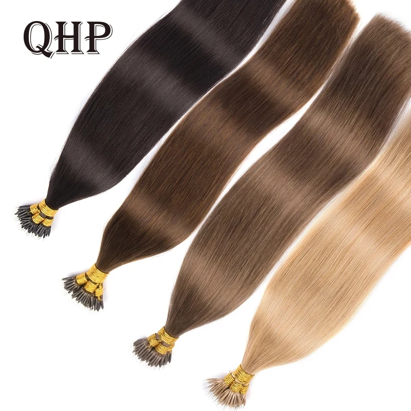 

Natural Micro Beads Hair Extensions Straight Platinum Nano Rings Hair Extension 100% Remy Human Microring Hair 1g/Pc Pure Color