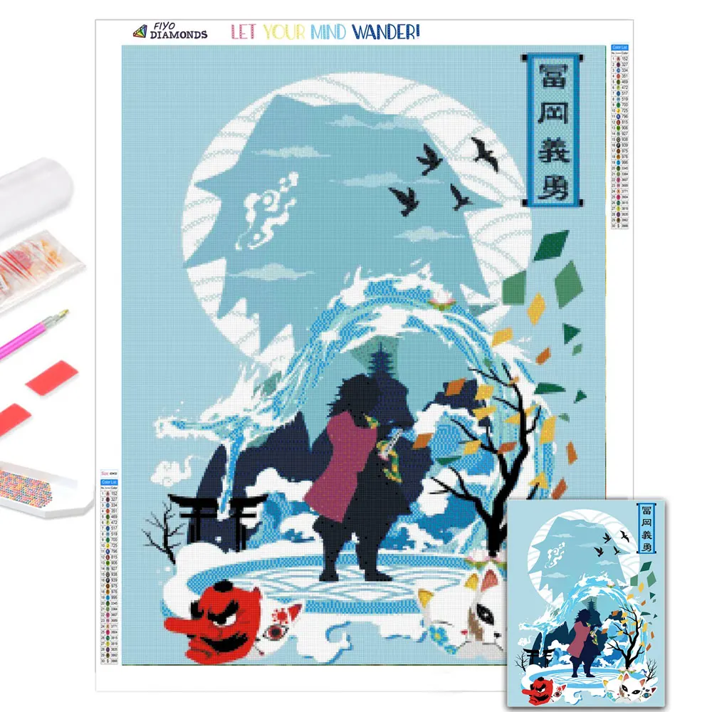 

5D DIY Diamond Painting Anime Demon Slayer Mosaic Needlework Full Diamond Rhinestones Embroidery Cross Stitch Home Decorative
