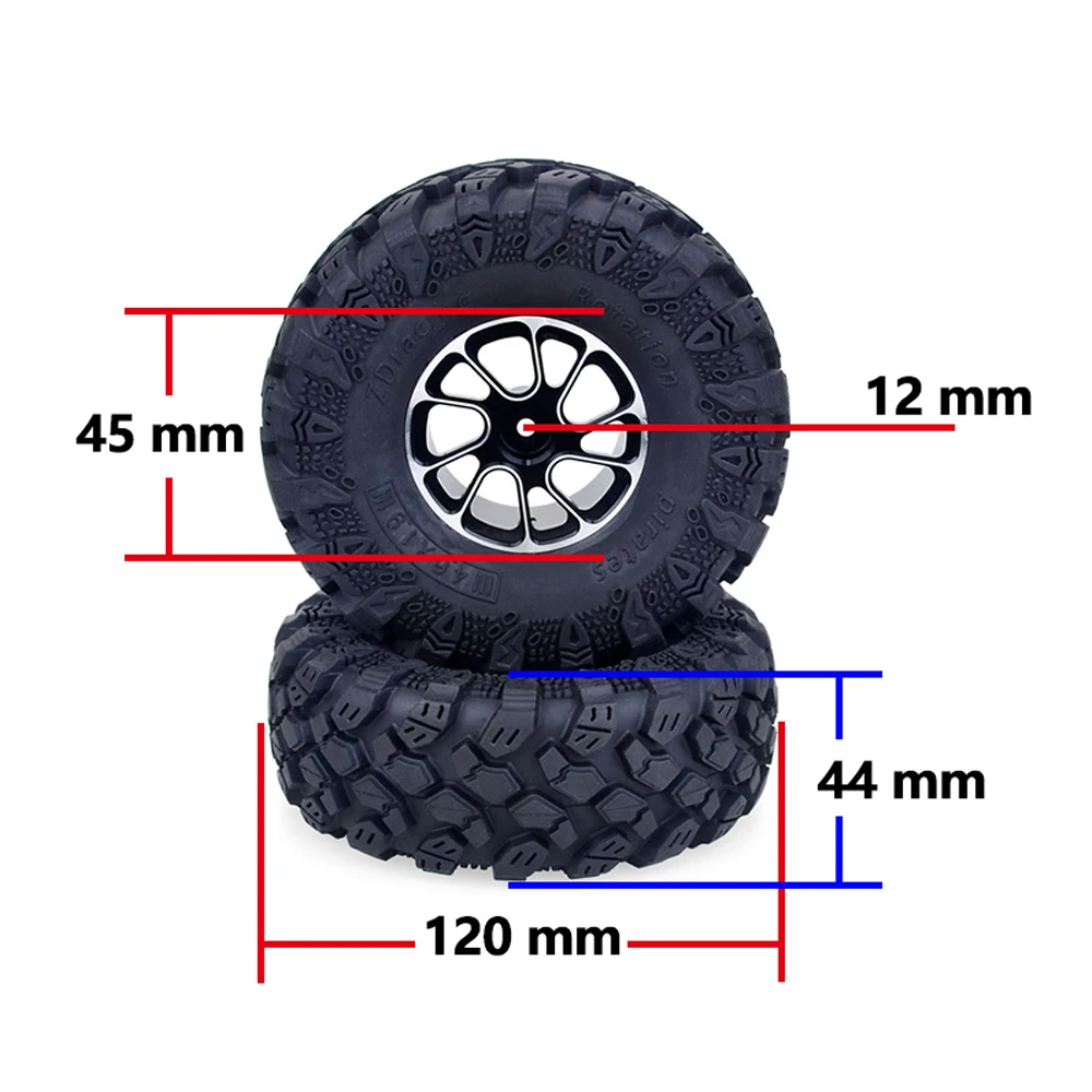 

4PCS 120mm Metal 1.9 Beadlock Wheel Rim Tires Set for 1/10 RC Crawler Car Axial SCX10 III 90046 D90 D110 TRX-4 TRX6