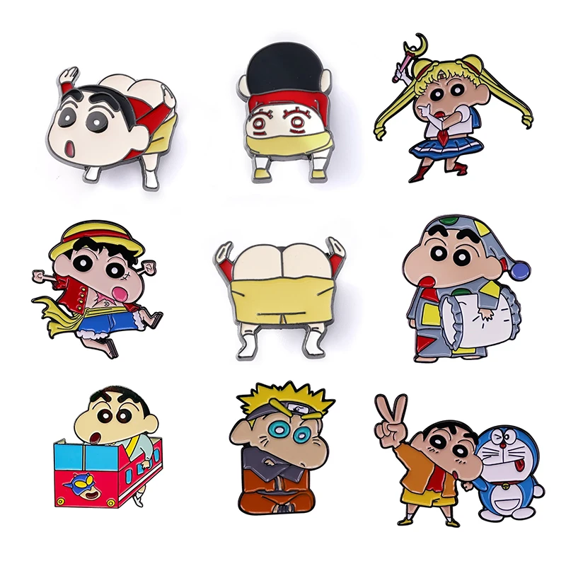 

Crayon Shin-chan Brooch Anime Japanese Brooch Metal Enamel Pins Badges on Backpack Clothes Jeans Accessories Lapel Pins FansGift