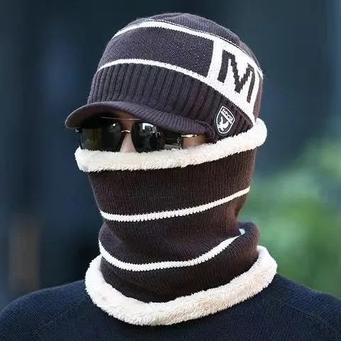 

Зимняя шапка-бини для мужчин, зимний шарф, Женская шапка-бини, Толстая шерстяная шапка-фуляр, головные уборы, шапка