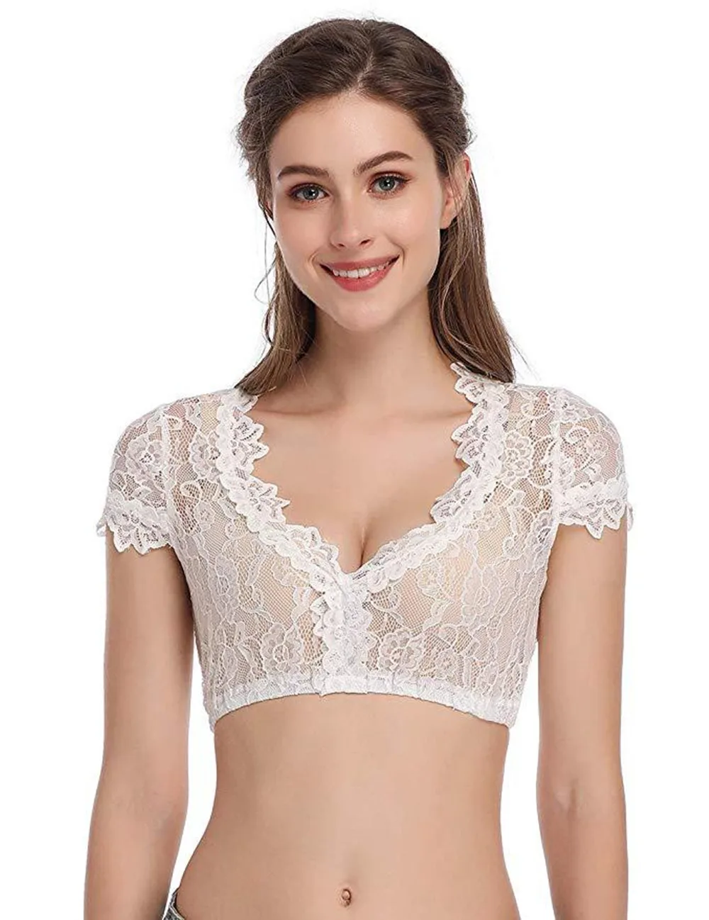 Женская классическая белая блузка на Октоберфест кружевные рубашки короткий топ