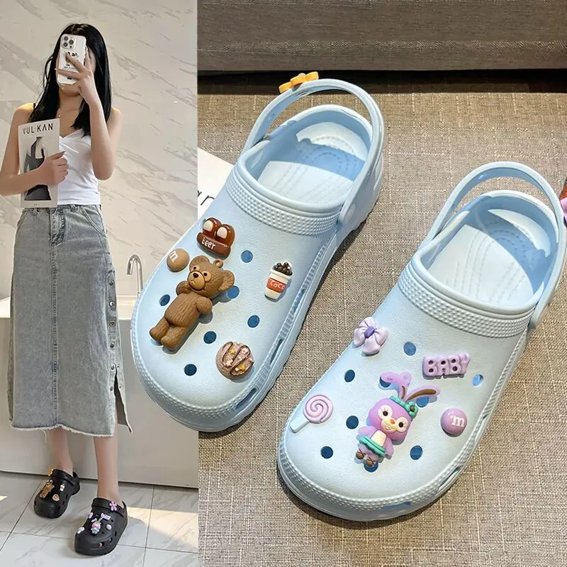

Women's Slippers Xingdailu Cartoon Thick-soled Beach Slippers Women's Sandals Hole Shoes Half Drag Women's Shoes Nurse Shoes