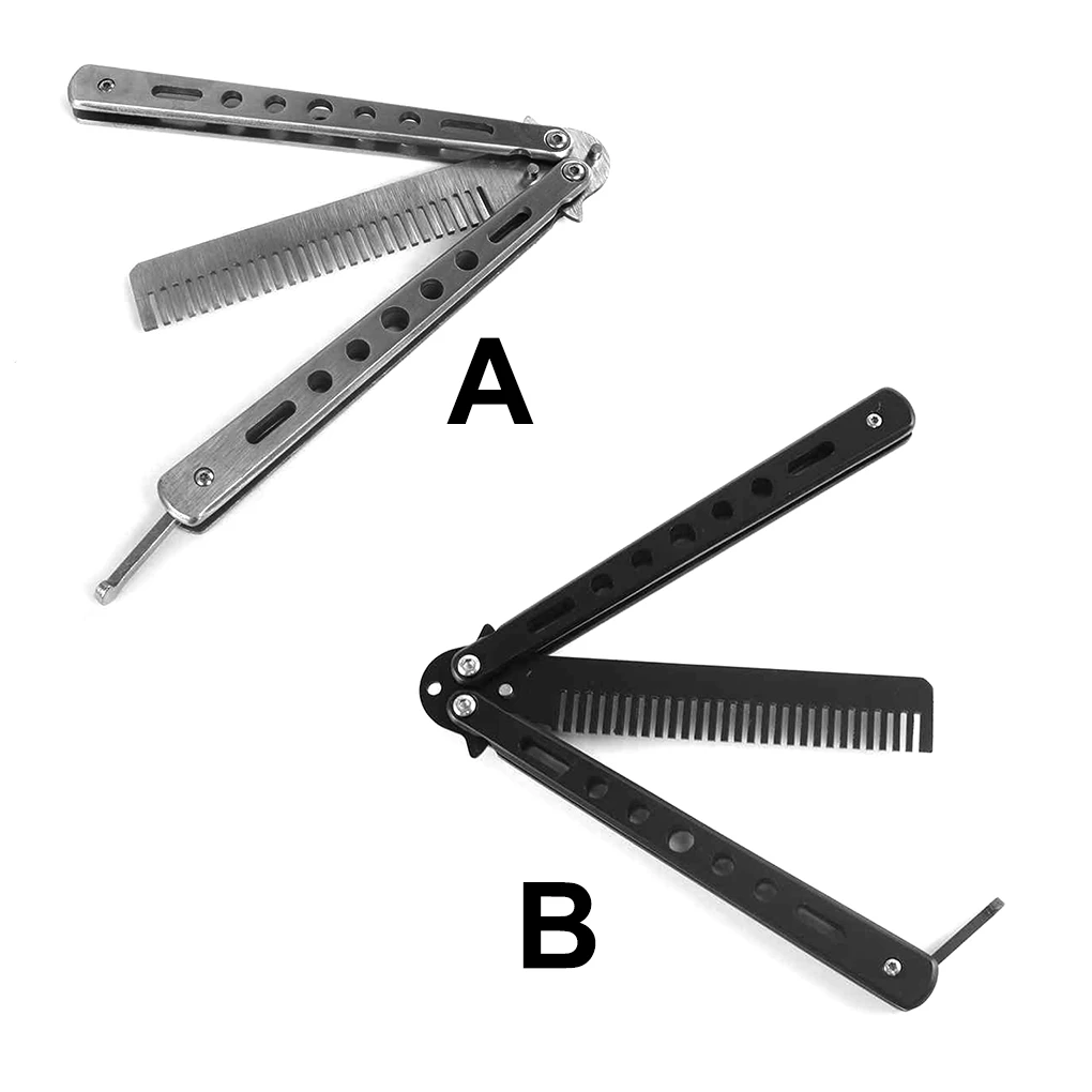 

Hot Portable Practice Butterfly Knife Foldable Butterfly Knife Hair Comb Beauty Barber Tool Training Knives Outdoor Trainer Game