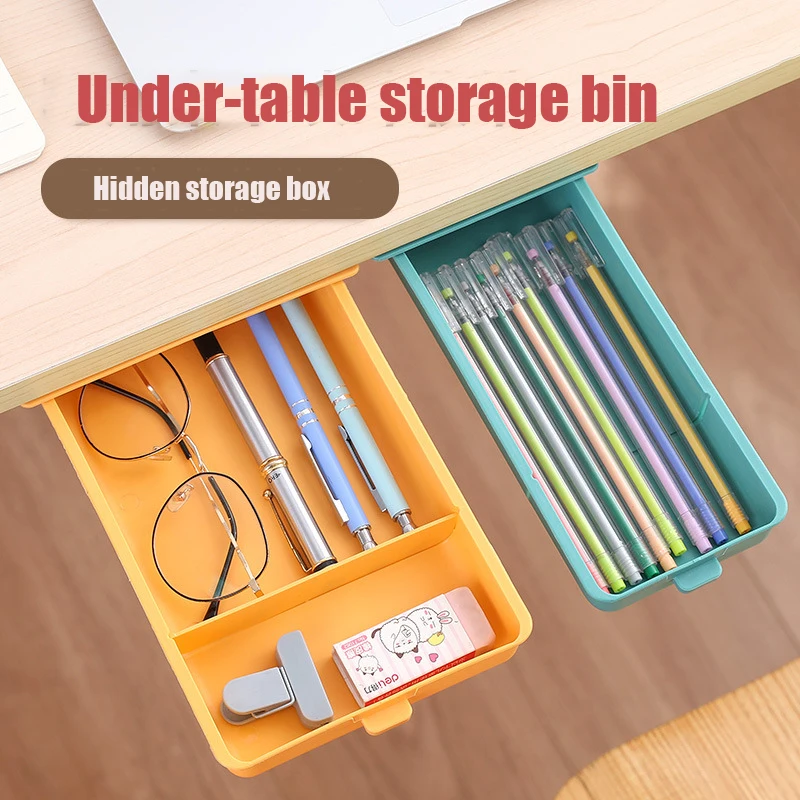 

Stationery OrganizerUnder Desk Drawer Hidden Cabinet Makeup Table Desktop Office DepositStorage Box Container for Small Things