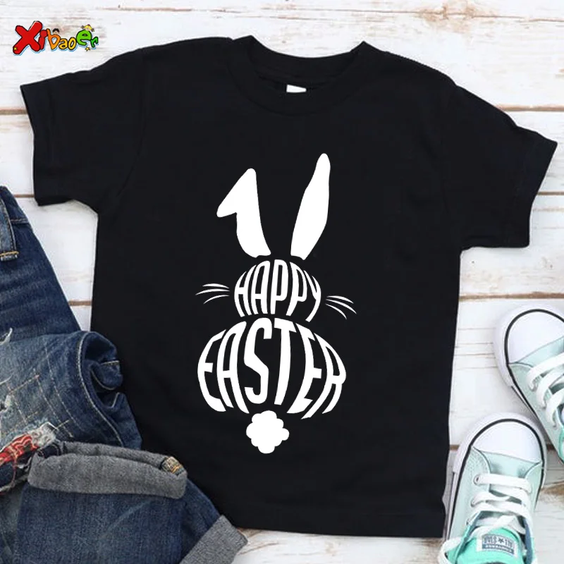 

2022 Easter Kids Clothes T Shirts Kids T shirt Easter Bunny Egg Print Birthday Shirt Custom Party Boys Clothing Outfit Summer