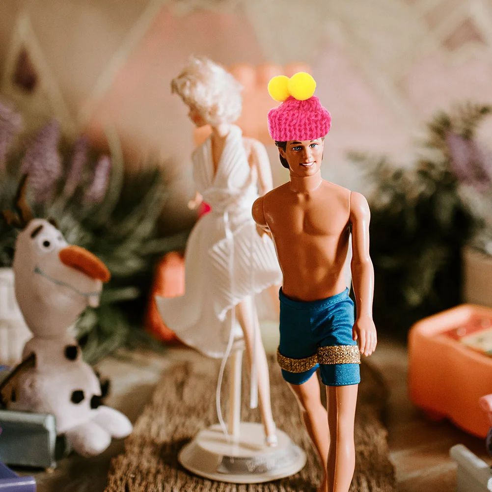 

60 Pcs Mini Beanie Knitting Hats Decorative Snowman Pompom DIY Supplies Crafts Yarn