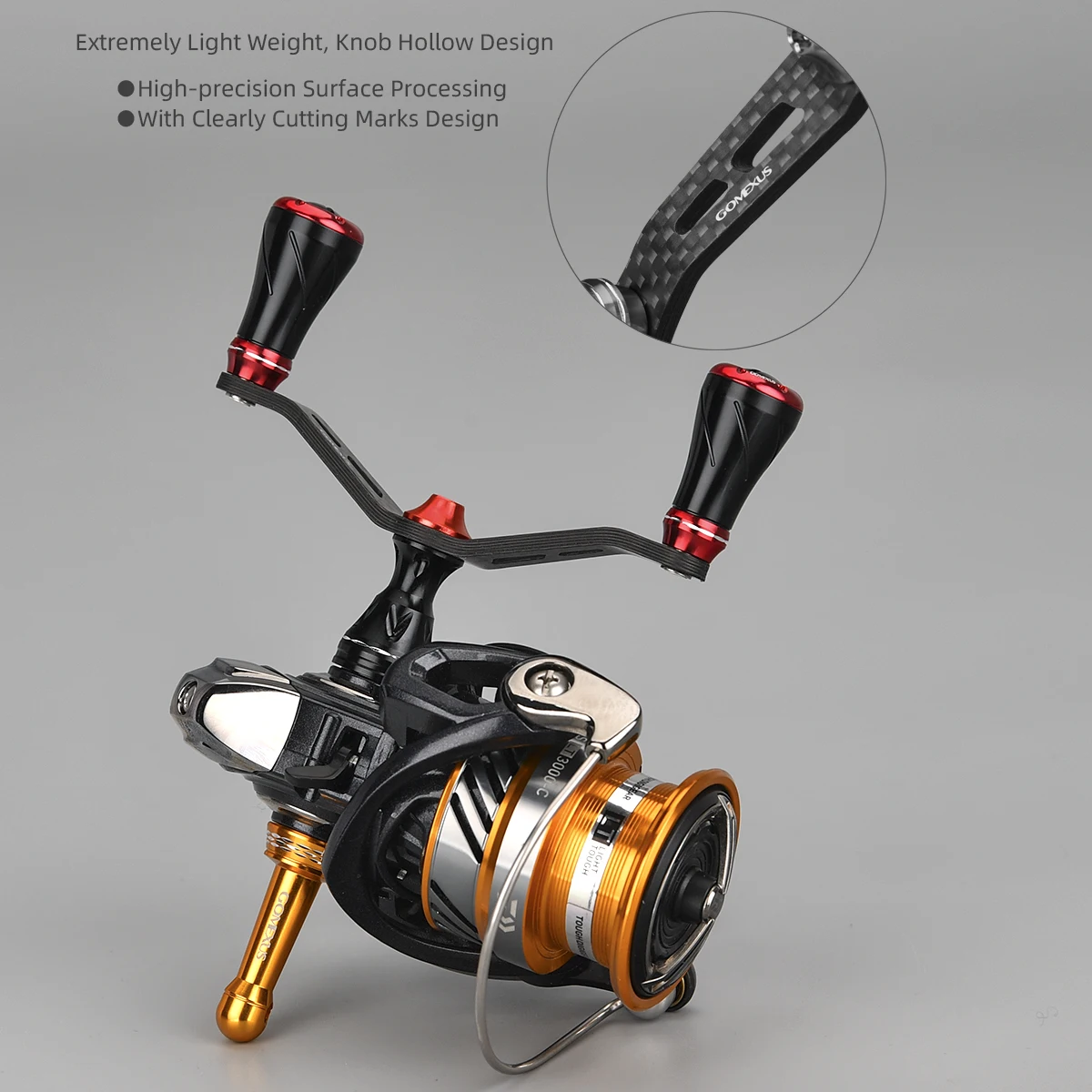 GOMEXUS с двойной ручкой для Daiwa Revros Regal Legalis Crossfire Elimilator QR LT Сверхлегкая рыболовная