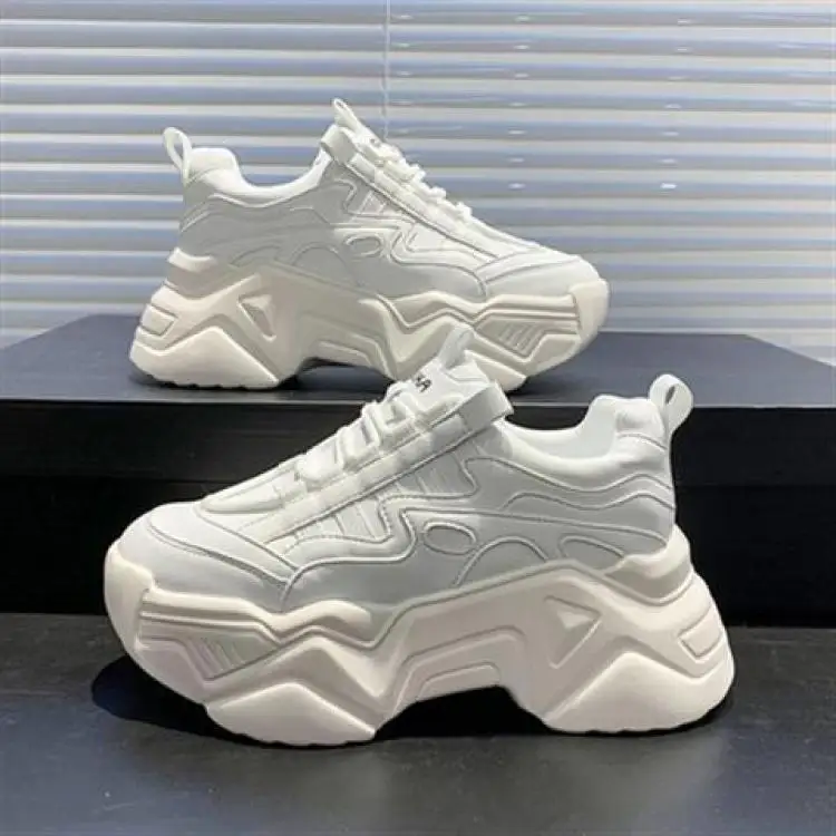 

New Black Dad Chunky Sneakers Casual Vulcanized Shoes Woman High Platform Sneakers Lace Up White Sneakers Women Shoes