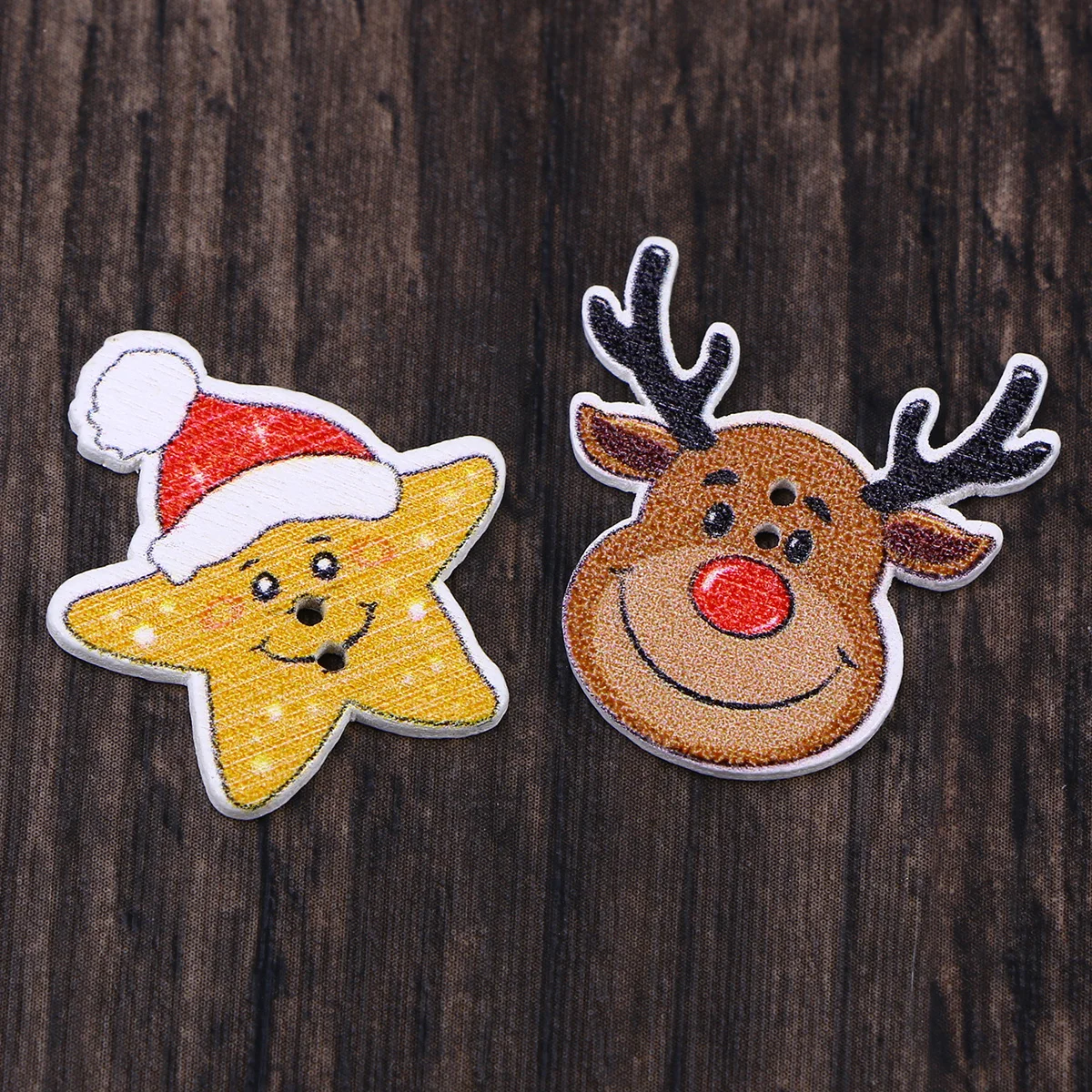 

Buttons Christmas Crafts Wooden Pattern Hat Shape Forembellishments Colorful Cartoon Diy