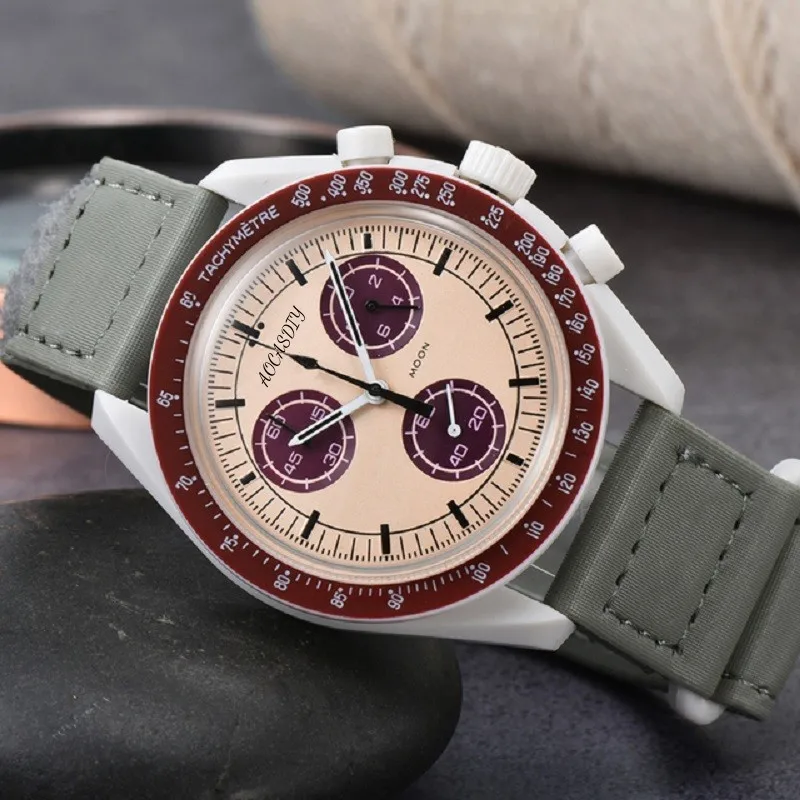 Popular Co-Branded Watches Moon Watch Male Luxury Couple Nylon Mercury James Master Mission Saturn Planet Watch Timing AAA Clock