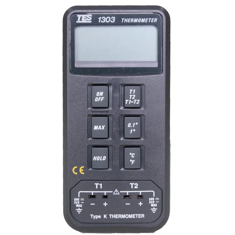 

TES-1303 Digital Dual Input K Type Thermocouple Thermometer Measuring Range -50C To 1300C
