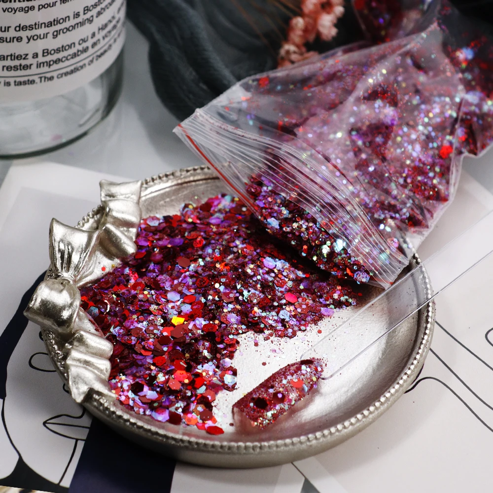 

50g/Bag Shiny Gradient Nail Glitter Sequins Colorful Sparkly Laser Pigment Powder Hexagon Nail Art Dust Manicure Sequins #AU585