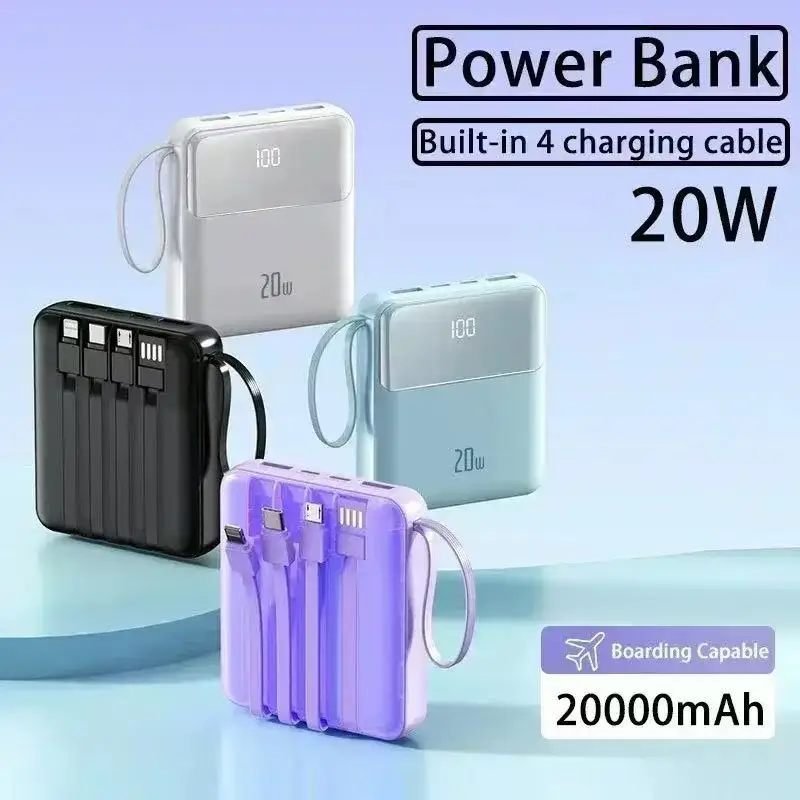 Новый мини-кабель Power Bank емкостью 20000 мАч светодиодный цифровой экран подходит