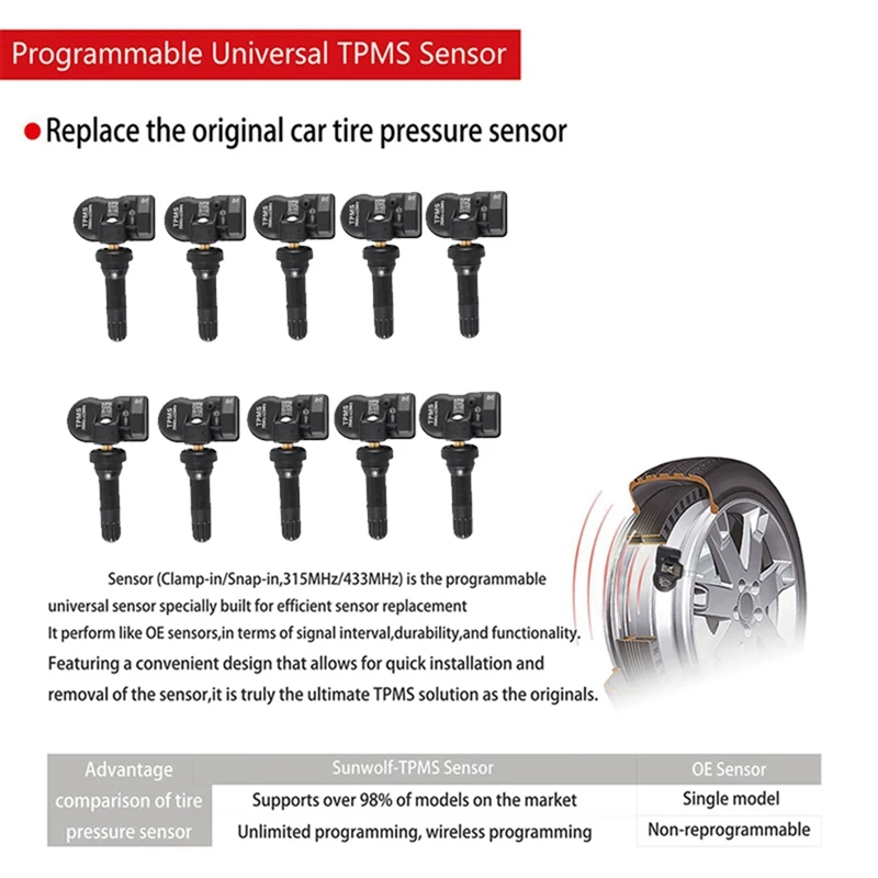 Программируемый датчик MX для системы контроля давления в шинах Autel TS408 TS508 ITS600 433
