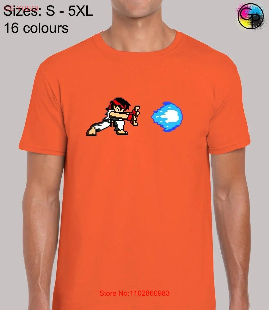 Мужская футболка Ryu Pixel унисекс забавная уличная геймерская игровая аркадная