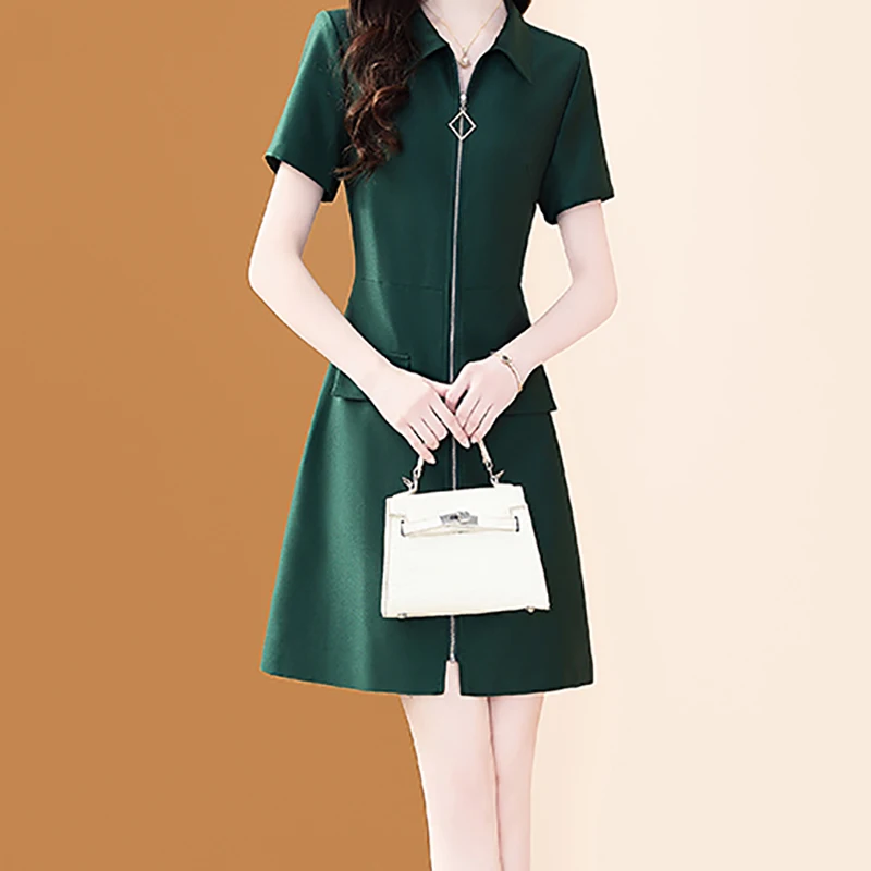 EVNISI Зелёное платье-поло