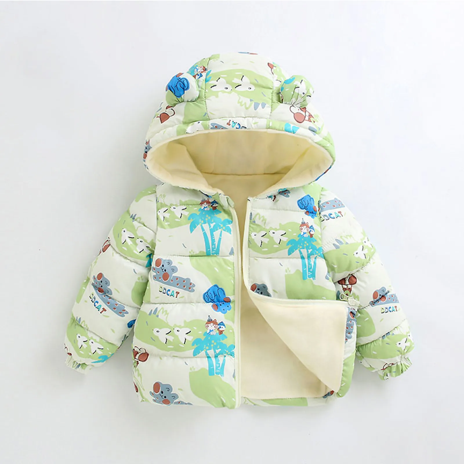 

Winter Down Coats Kids Baby Boys Girls Cute Printed Light Padded Jacket Bear Hooded Infant Outerwear Coat for Baby Girl