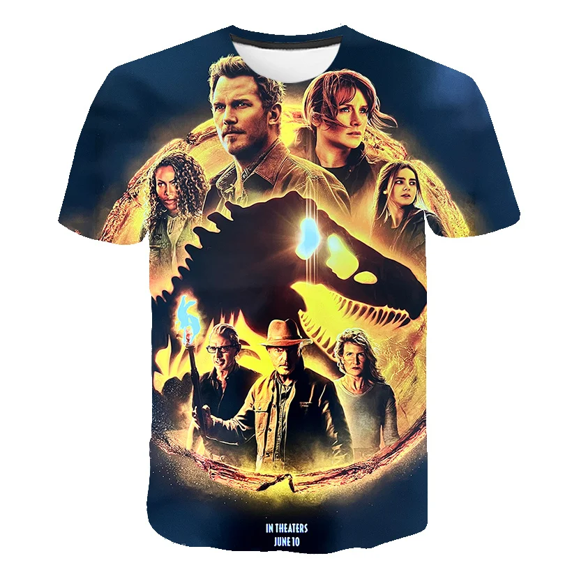 

2022 Summer Boys T Shirt Cartoon Jurassic World Dominion Baby T-shirts Short Sleeves Print Children Clothing Kids Clothes Tops