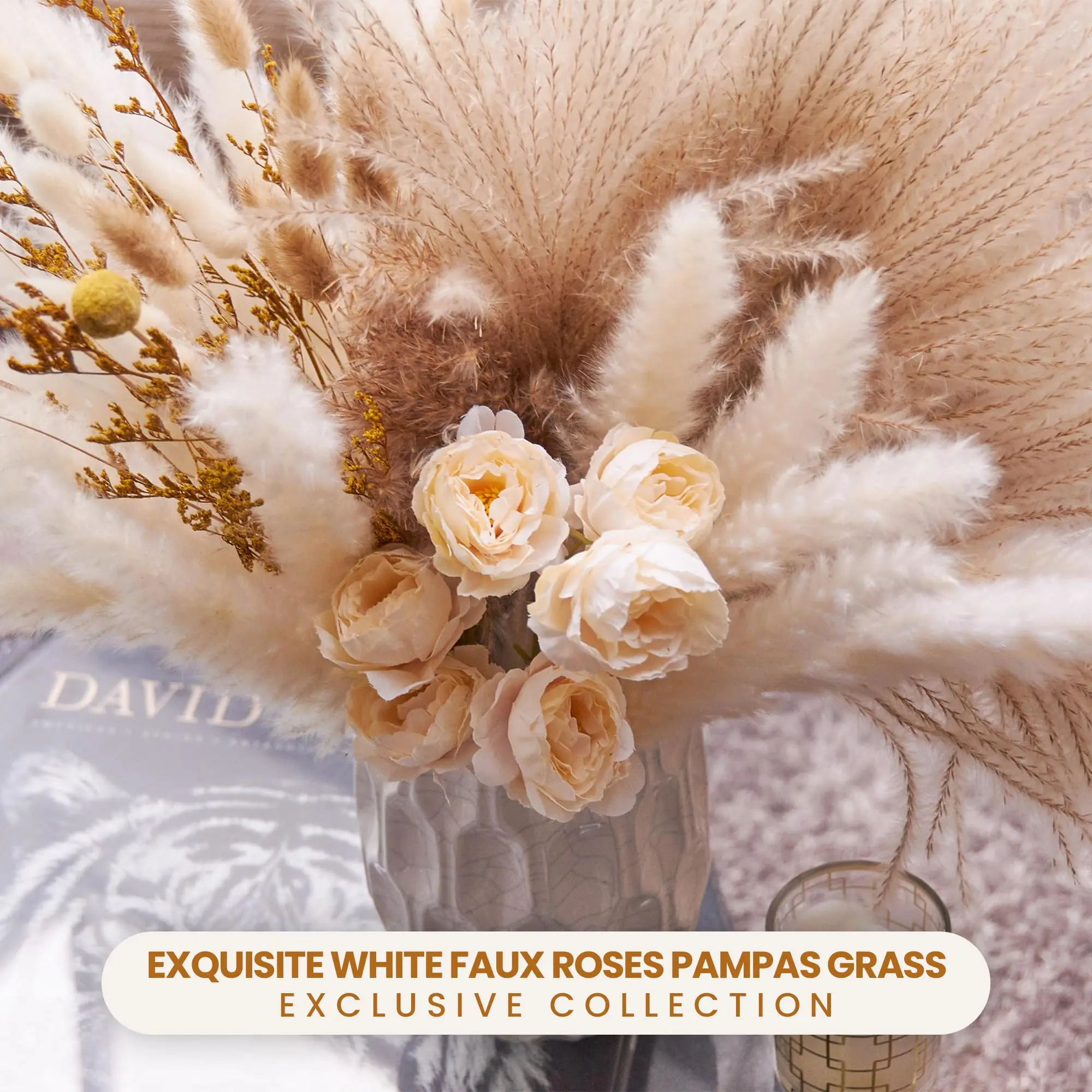 Натуральная сушеная пампасная трава искусственные розы в стиле бохо домашний