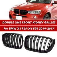 front kidney grilles racing grill for bmw x4 f26 x3 f25 2014 2015 2016 2017 dual line double slat front bumper grille mesh trim