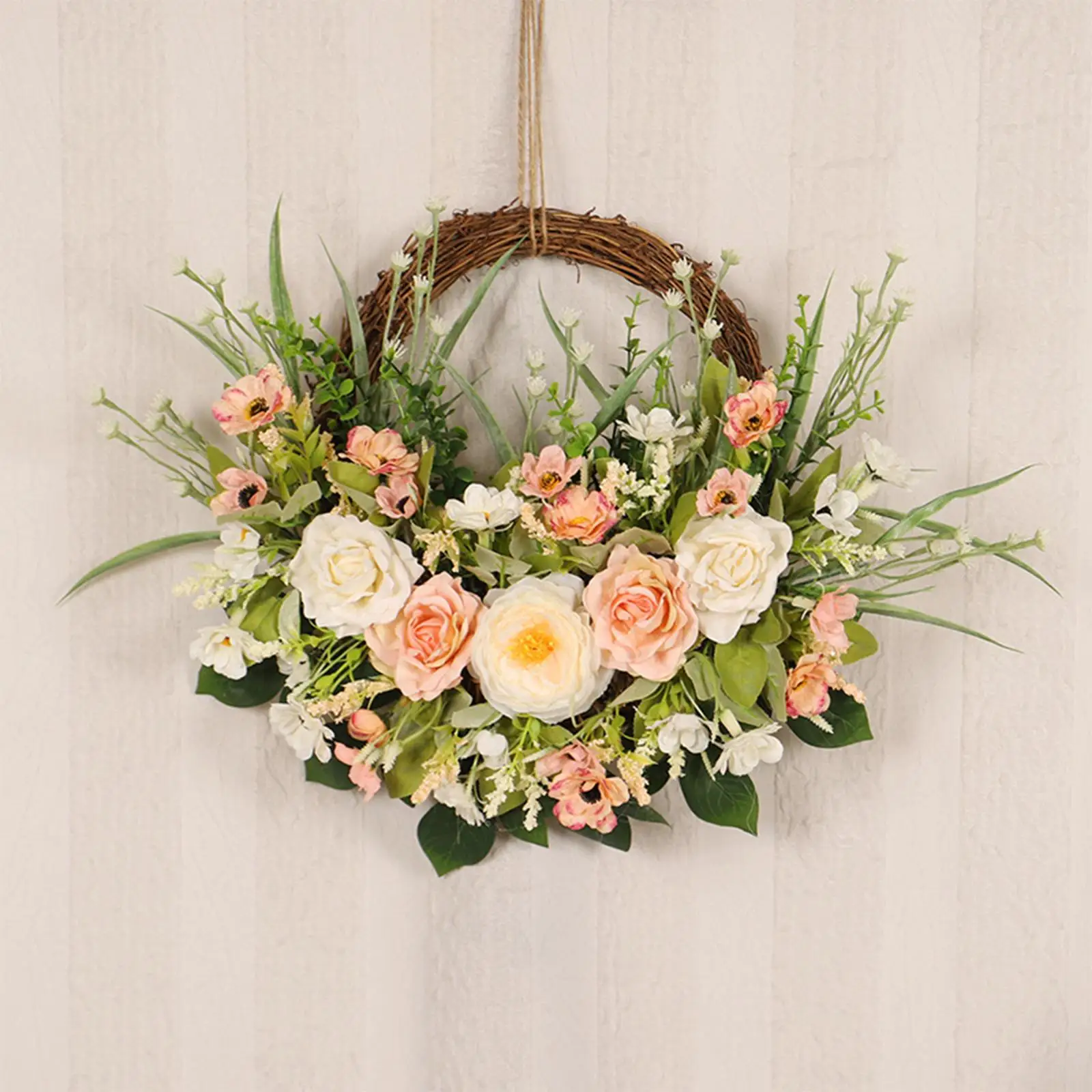 

Front Door Rose Flower Wreath Floral Decor Wall Decor Hanging Ornament Garland for Garden Party Home Wedding Outdoor Indoor