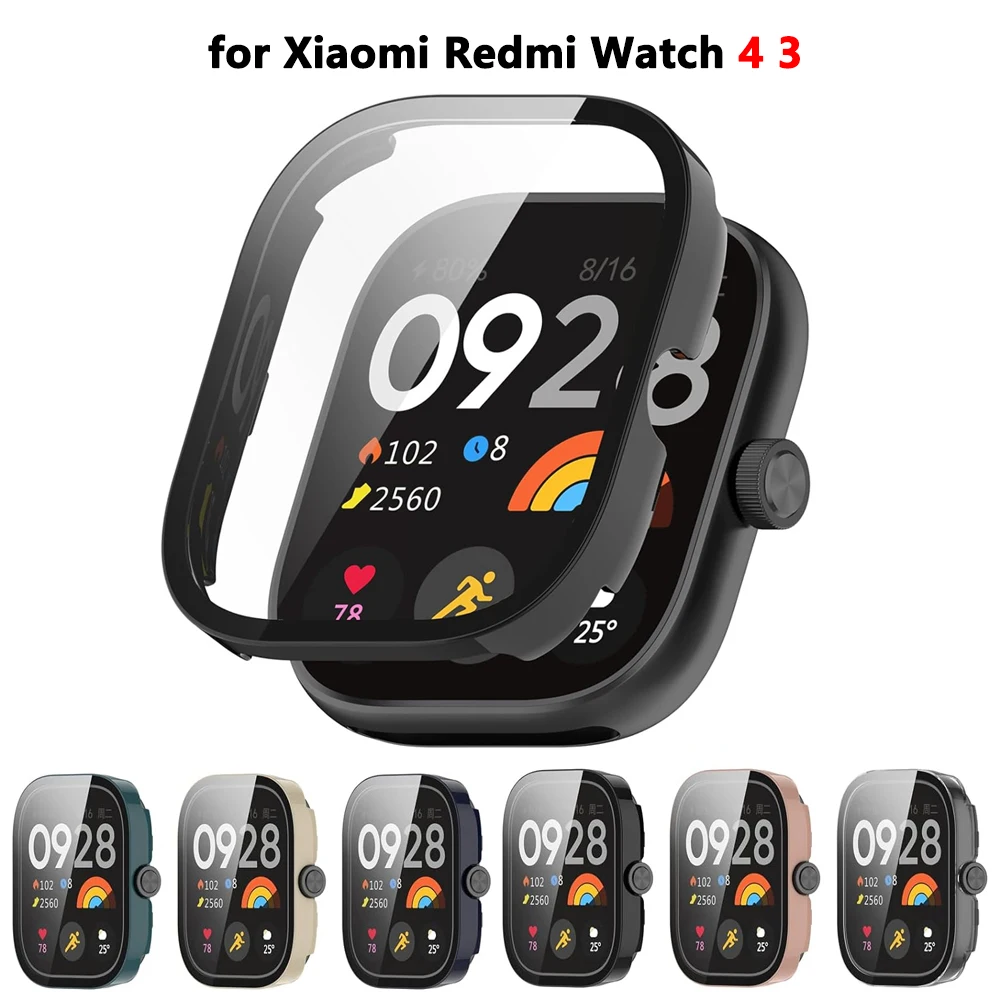 Защитный Чехол Xiaomi Redmi Watch 4/3/3Active/Lite — Закаленное Стекло + Поликарбонатный