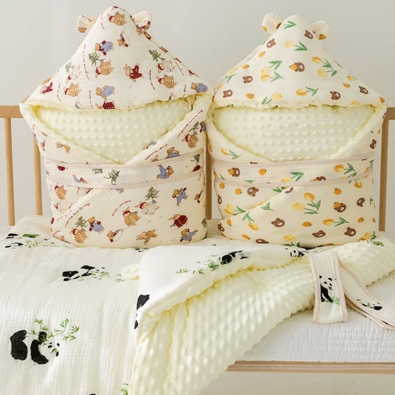 

Cartoon Baby Hooded Blanket Envelope Sleepsack Infant Receiving Blankets Breathable Fall Winter Warm Stroller Cover