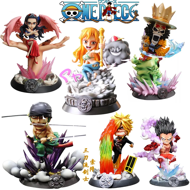 

One Piece Cartoon Anime Characters Monkey d. Luffy Roronoa zoro Robin collect model Figure doll Car decoration kids toys Gift