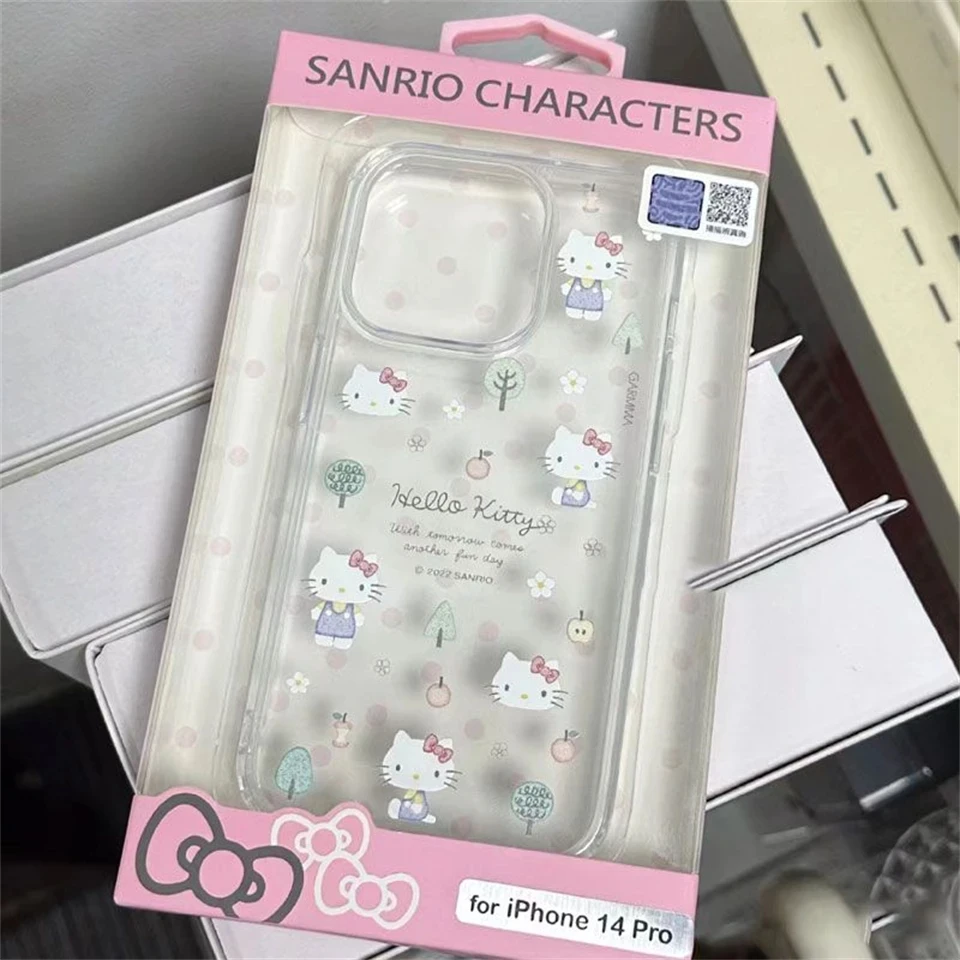 Оригинальные прозрачные чехлы Sanrio Hello Kitty для iPhone 15 14 11 13 12 Pro Max XR XS 7 8 Plus Y2K защитный