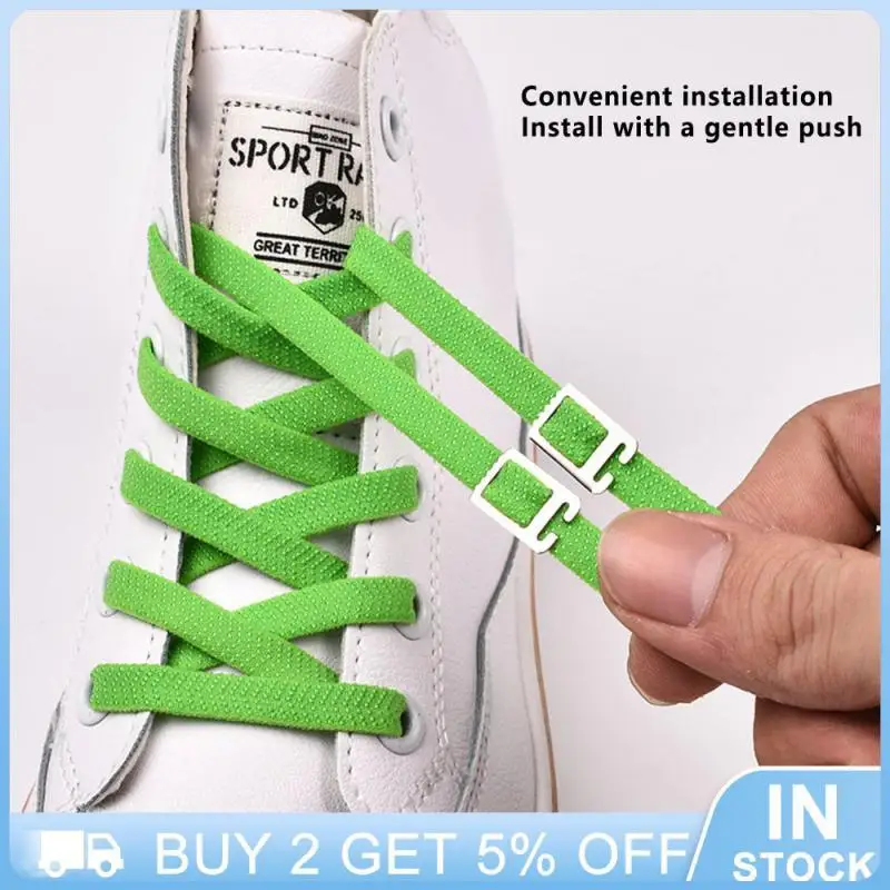 

2 Pairs Elastic Shoelace Arrowhead Buckle Free-Tie Shoelace Stainless Steel Buckle Adult Kid Lazy Solid Color Trendy Shoelace