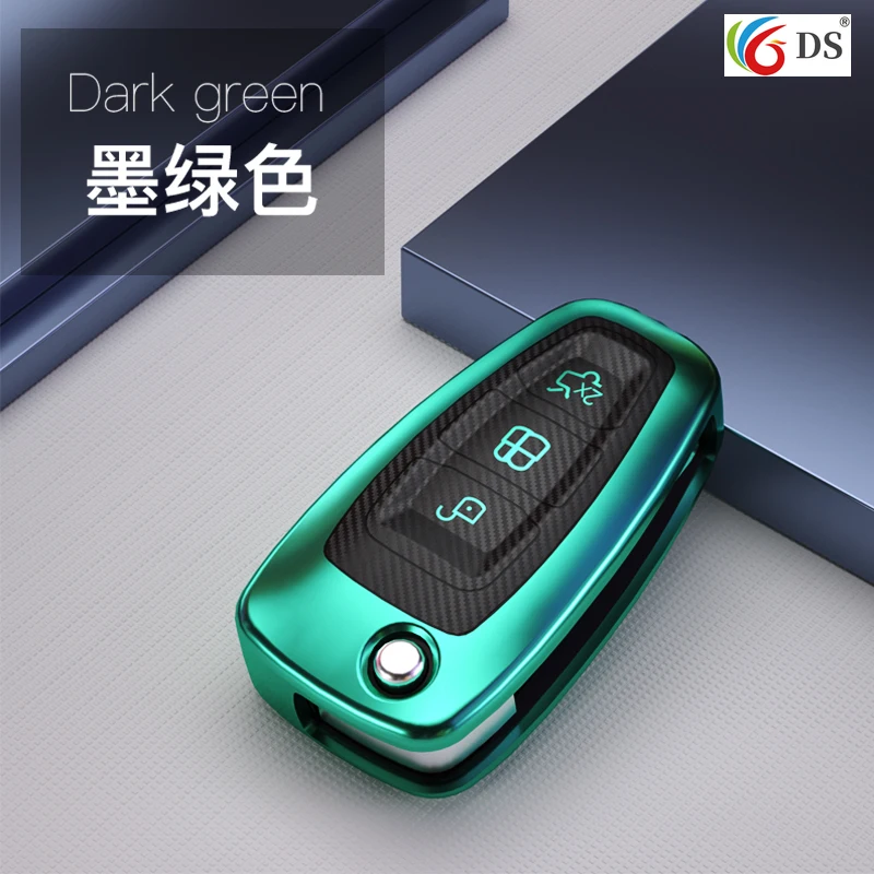 

Carbon Fiber TPU Car Key Case For Ford Focus 3 4 MK3 ST New Fiesta Kuga Escape Ecosport Flip Remote Fob Cover Keychain Bag Auto