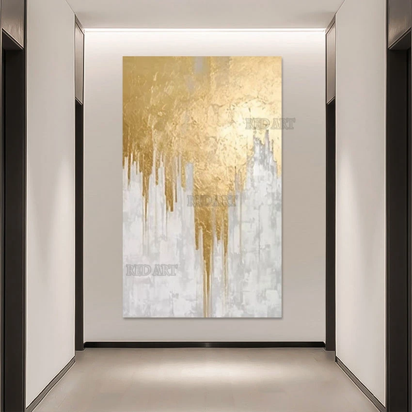 Роскошный декоративный предмет абстрактная картина Золотая фольга живопись