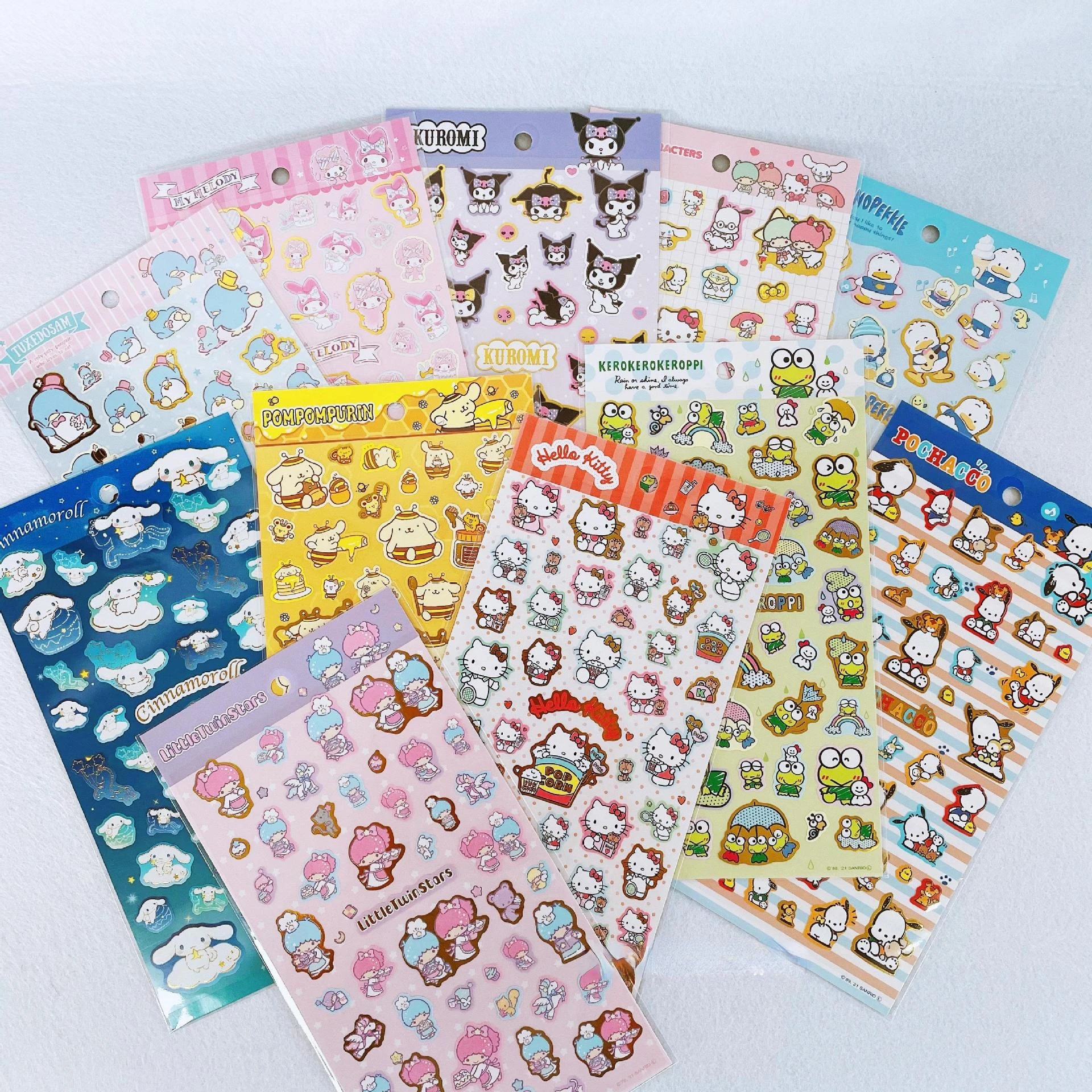 

Sanrio Cartoon Bronzing Cute Sticker Decoration Yugui Dog Kulomi Sticker Notebook DIY Toys for Girls Lovely Kawaii Gift