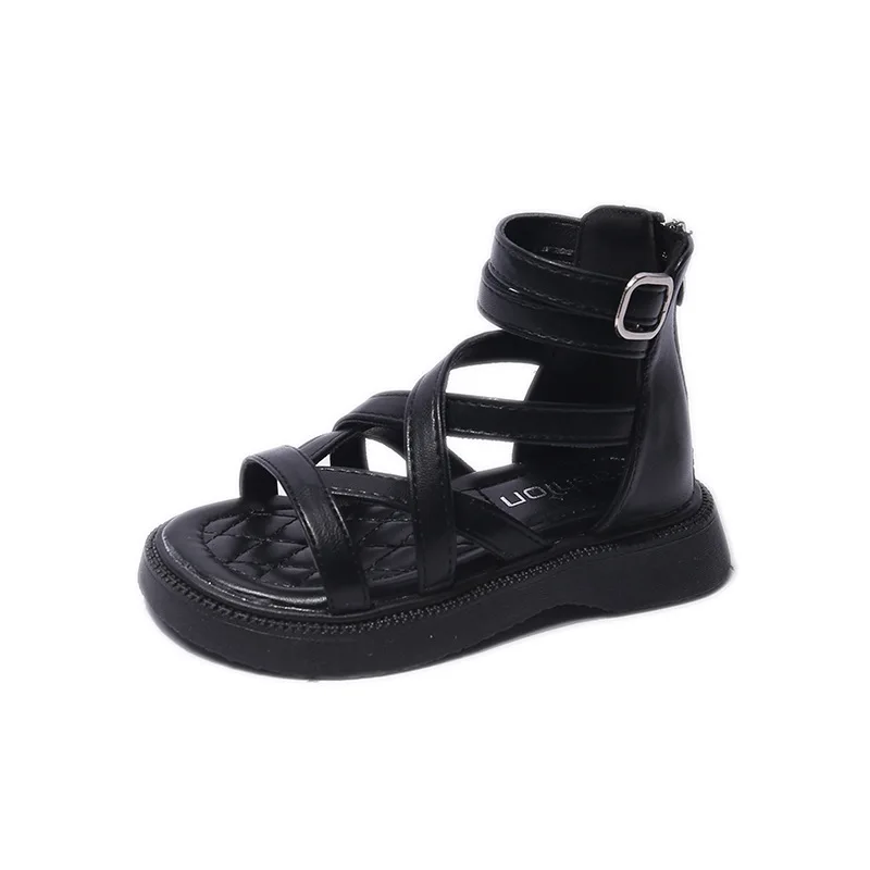 

Summer Children Girls Designer Sandals for Kids Flats Sandales New Arrival Fashion Sandalias Size 26-26# Black Beige
