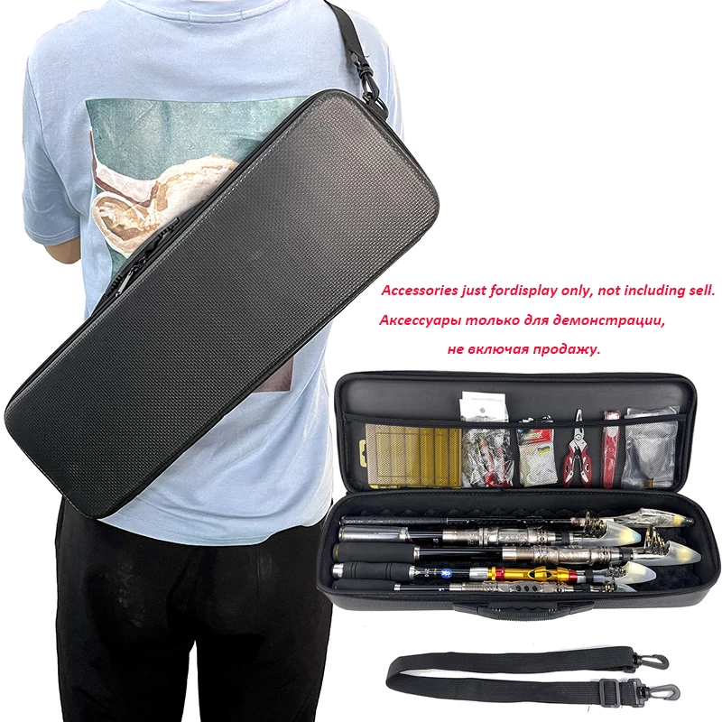 

Portable Outdoor Fishing Bags 52cm EVA Shockproof Fishing Rod And Reel Carrier Bag With Strap Pole Storage Case Crossbody Bag