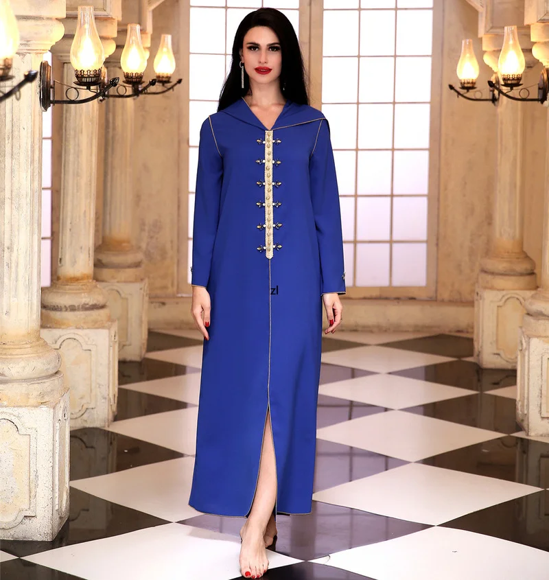 Eid Djellaba Femme Kaftan Dubai Abaya Turkey Arabic Long Muslim Dress Caftan Marocain Islam Clothing Abayas for Women Vestidos