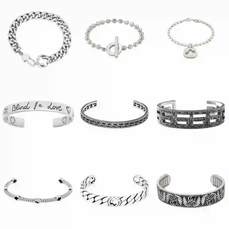 

New S925 Sterling Silver High Edition Vintage Bracelet Bracelet Bracelet Interlocking Enamel Tiger Head Male and Female Bracelet